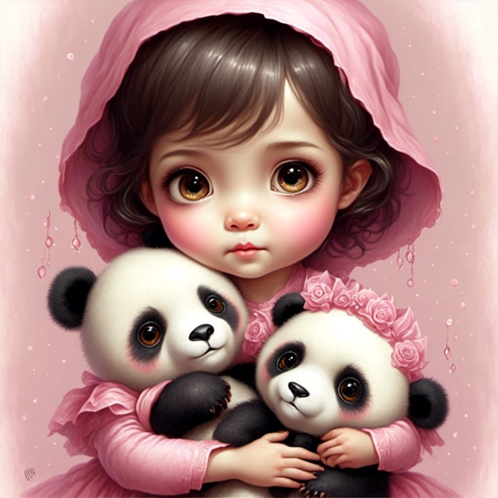 Adorable Korean Toddler with Panda Portrait