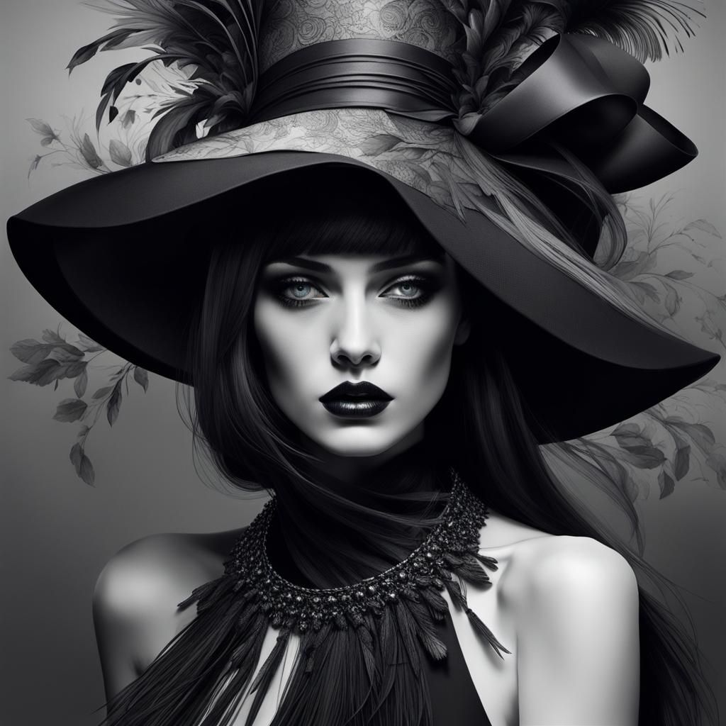 Enigmatic Woman in Dark Fantasy Fashion Art