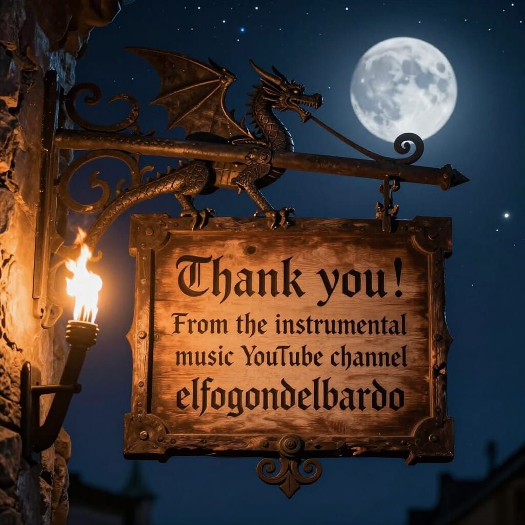 Medieval Tavern Sign with Dragon Bracket Under Starry Night