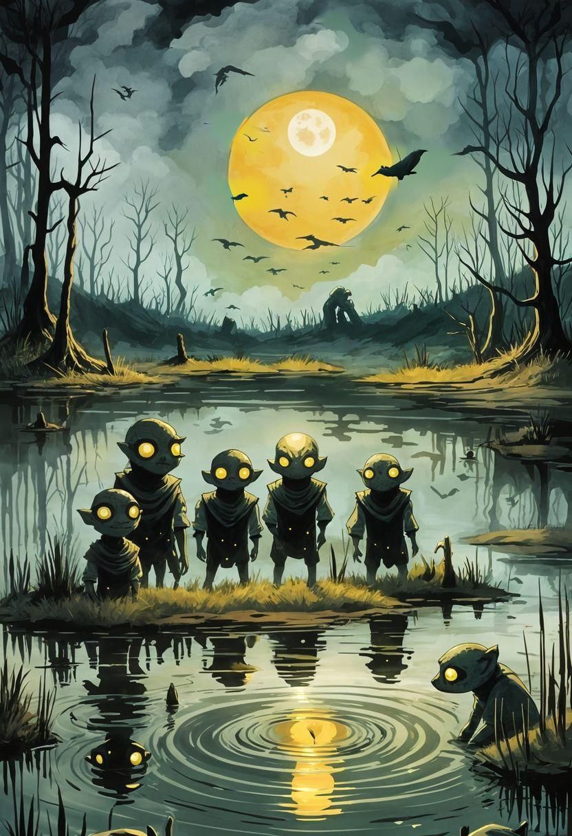 Eerie Swamp Encounter at Night