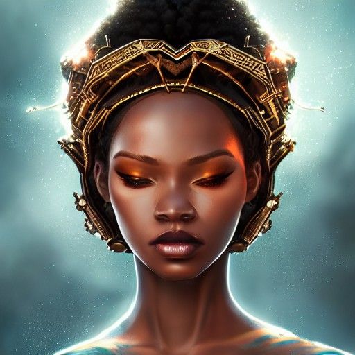 Oya: African Goddess of Storms in Art Nouveau Style