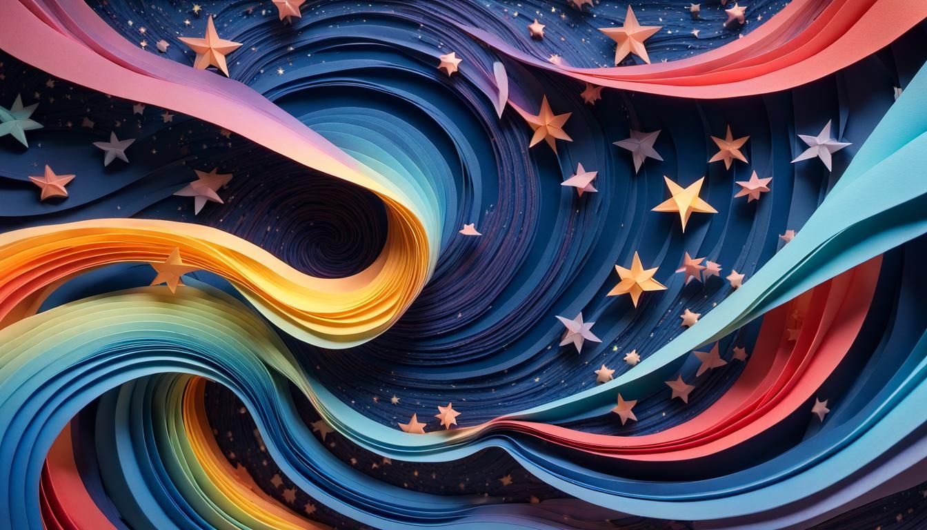 Iridescent Stars in Cosmic Papercraft Maelstrom