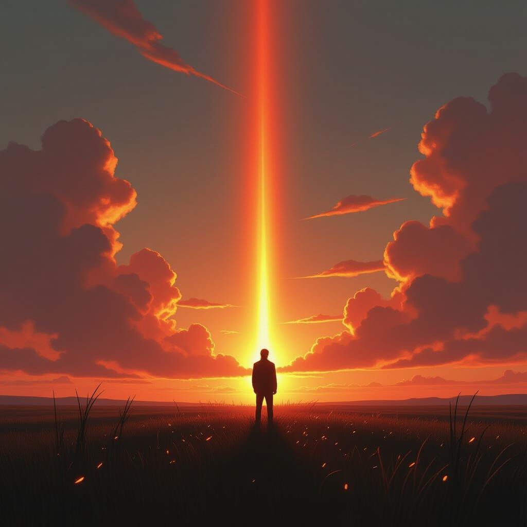 Charcoal-Orange Flare Illuminates Futuristic Horizon