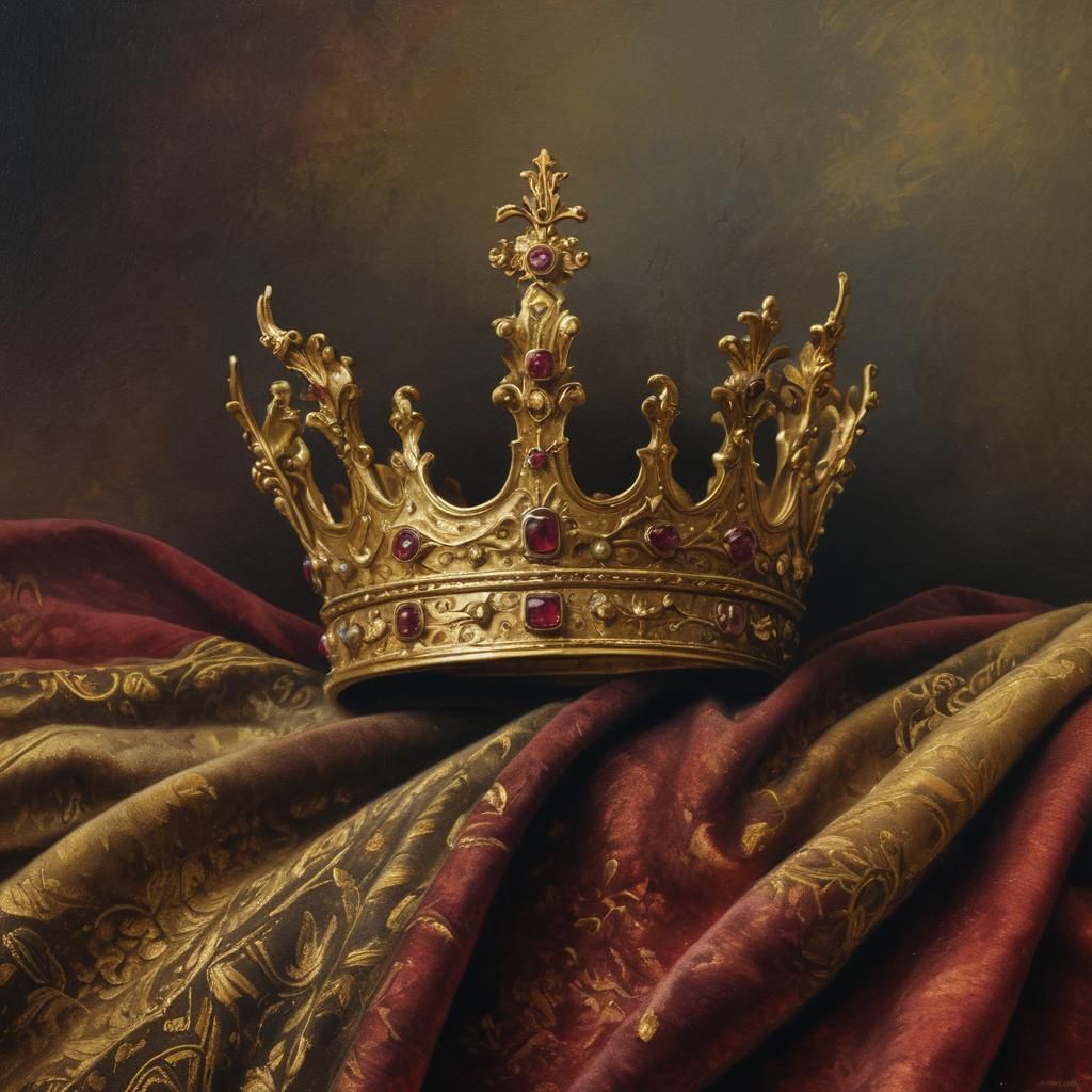 Weathered Crown on Velvet in Renaissance Style