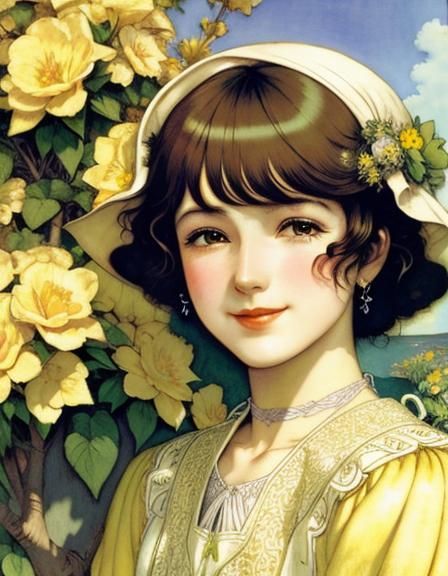 Romantic Portrait in Classic Illustration Style