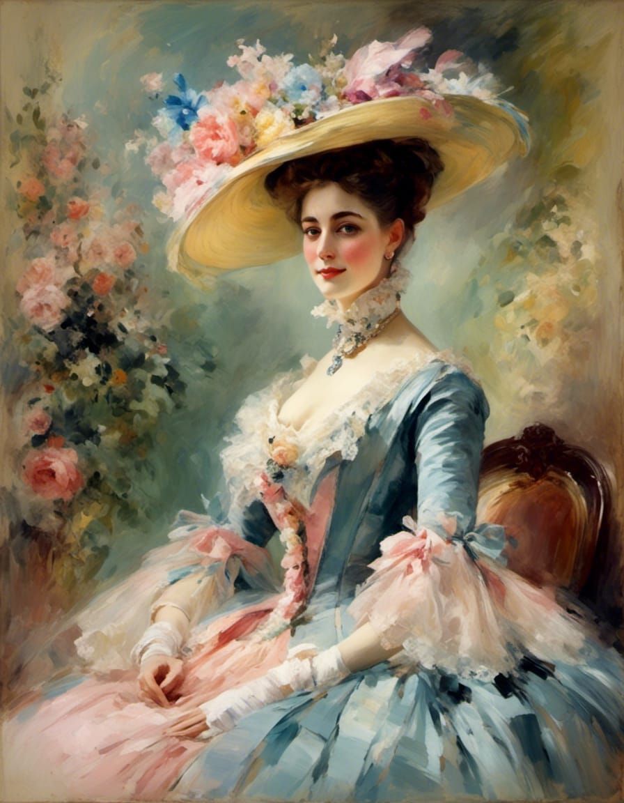 Victorian Woman Portrait as Impressionist Oil Painting