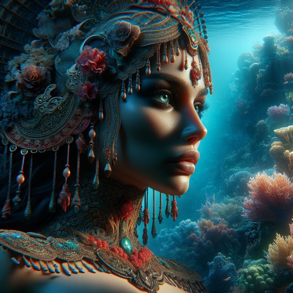 Middle-Eastern Mermaid in Coral Palace Concept Art