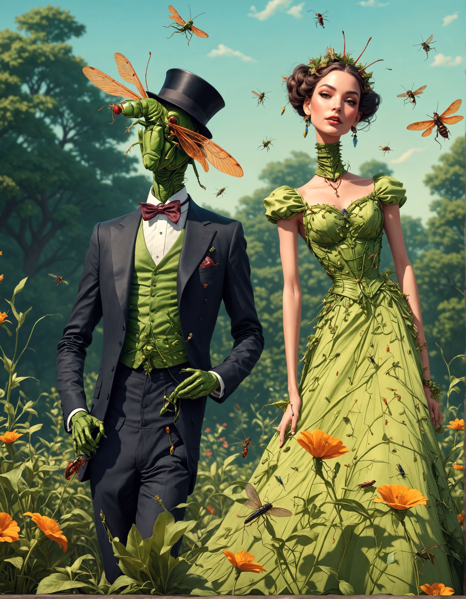 Vibrant Dance: Animals and Humans in Colorful Illustration