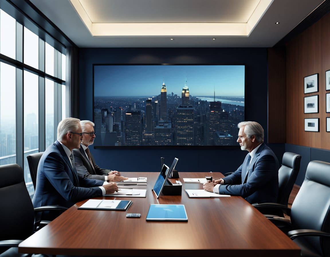 Corporate Strategists Ponder Verdene in Modern Conference Ro...