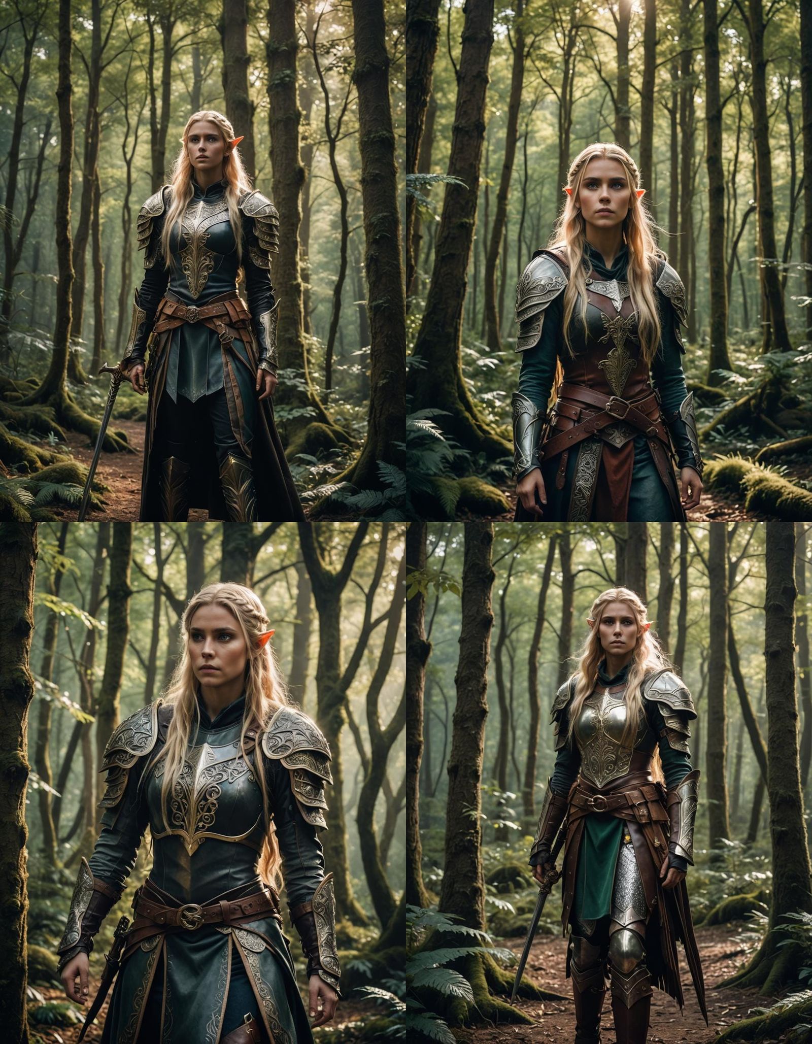 Elf Warrior in Mystical Forest, Cinematic Film Still