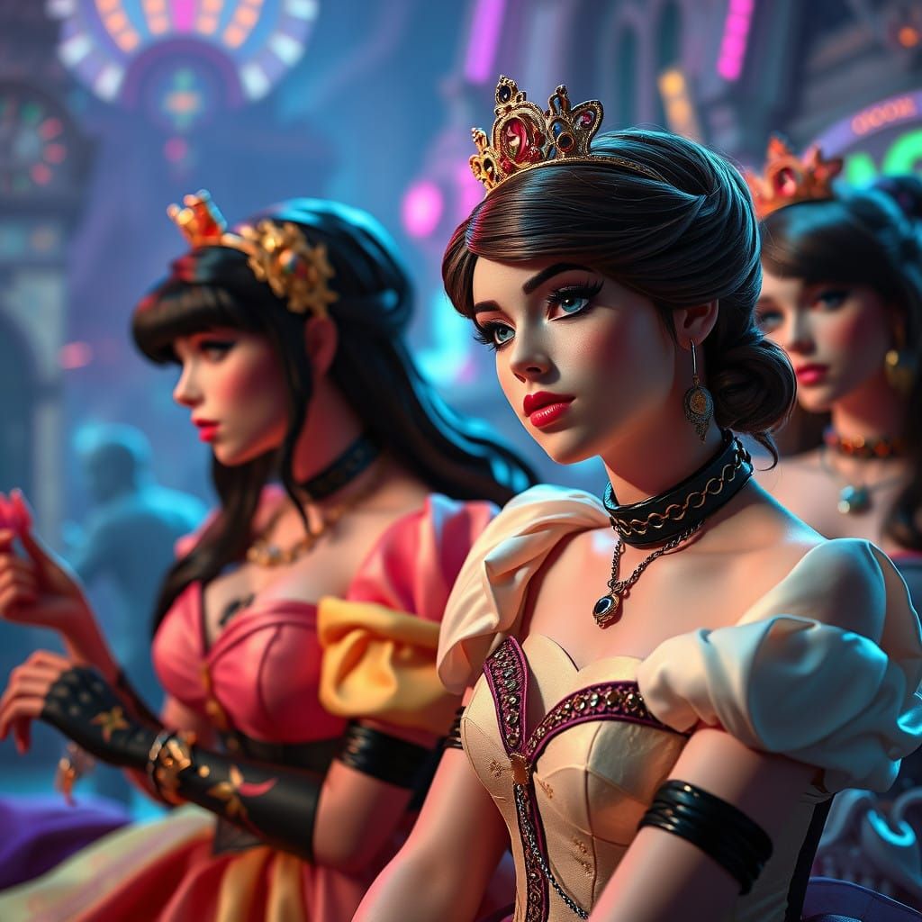 Disney Princesses as Cyberpunk Goths