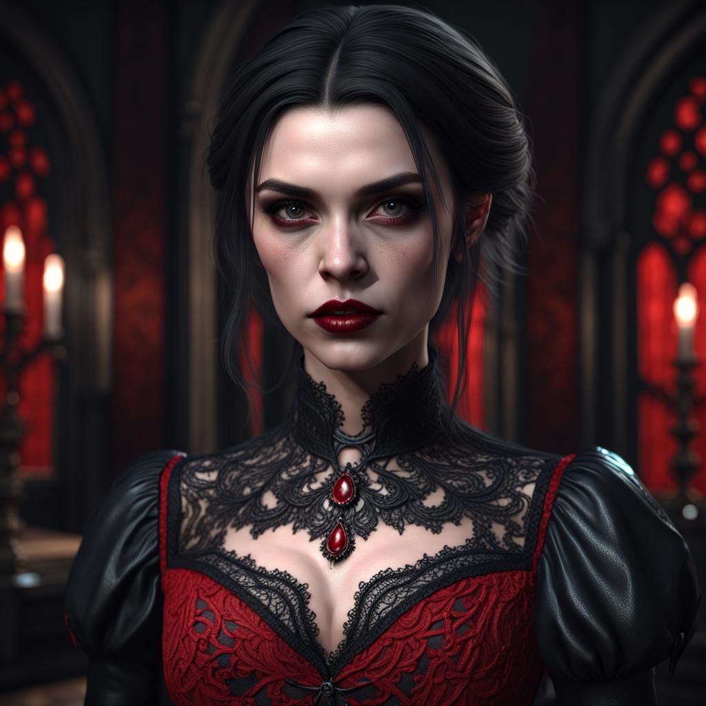 Detailed Gothic Vampire in Moody Moonlight