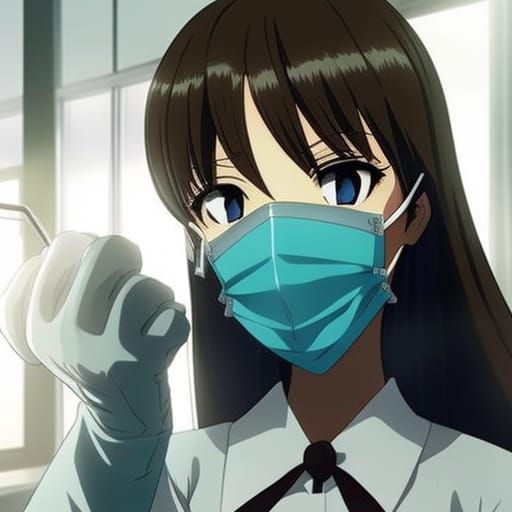 Eerie Anime-Style Dentist in Surgical Mask