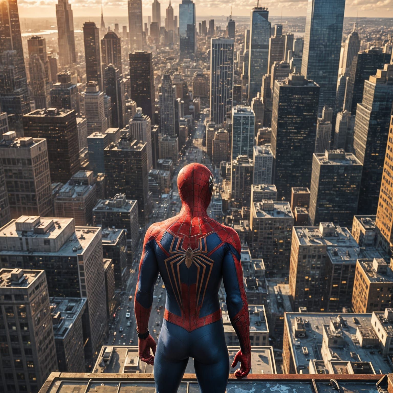 Spiderman Overlooking the City