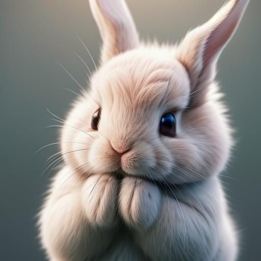 Hyper-Realistic Tiny Rabbit in Gentle Human Hand