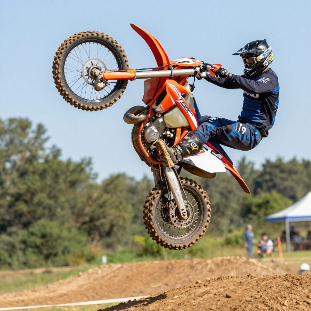 Dirt Bike Rider Performs 360 Whip Jump
