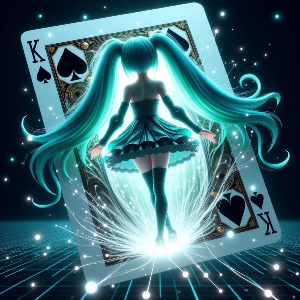 Miku's Dreamy Portal Ascension in Whimsical Style