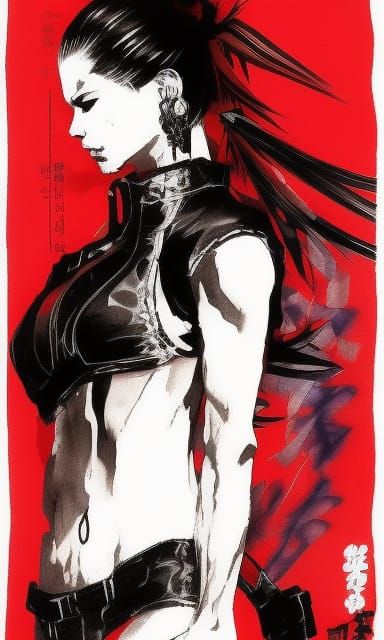 Female Yakuza Assassin: Inkpunk Character Concept Art