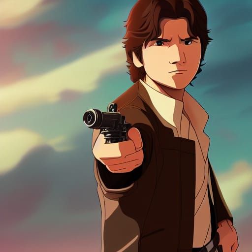 Han Solo in Studio Ghibli Anime Style