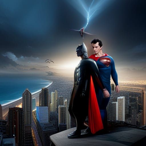 Superman and Batman Clash in Rio: Matte Painting