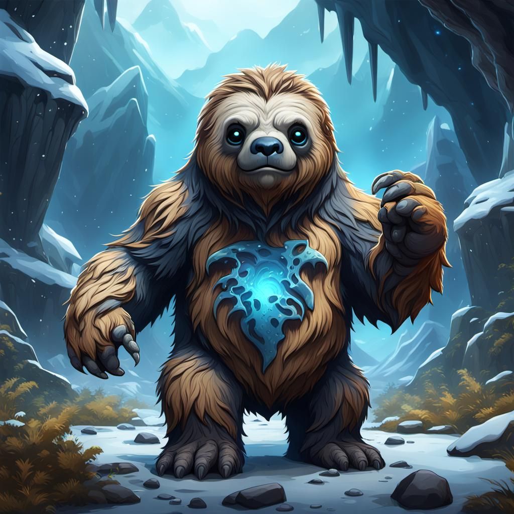 Chibi Frost Ground Sloth Fantasy Art