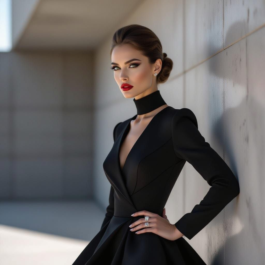 Avant-Garde Woman in Brutalist Architecture Fashion Shoot