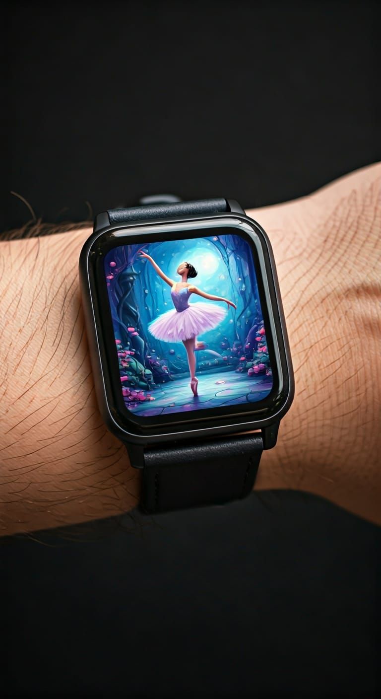 Ballerina Dances on Wristwatch Screen