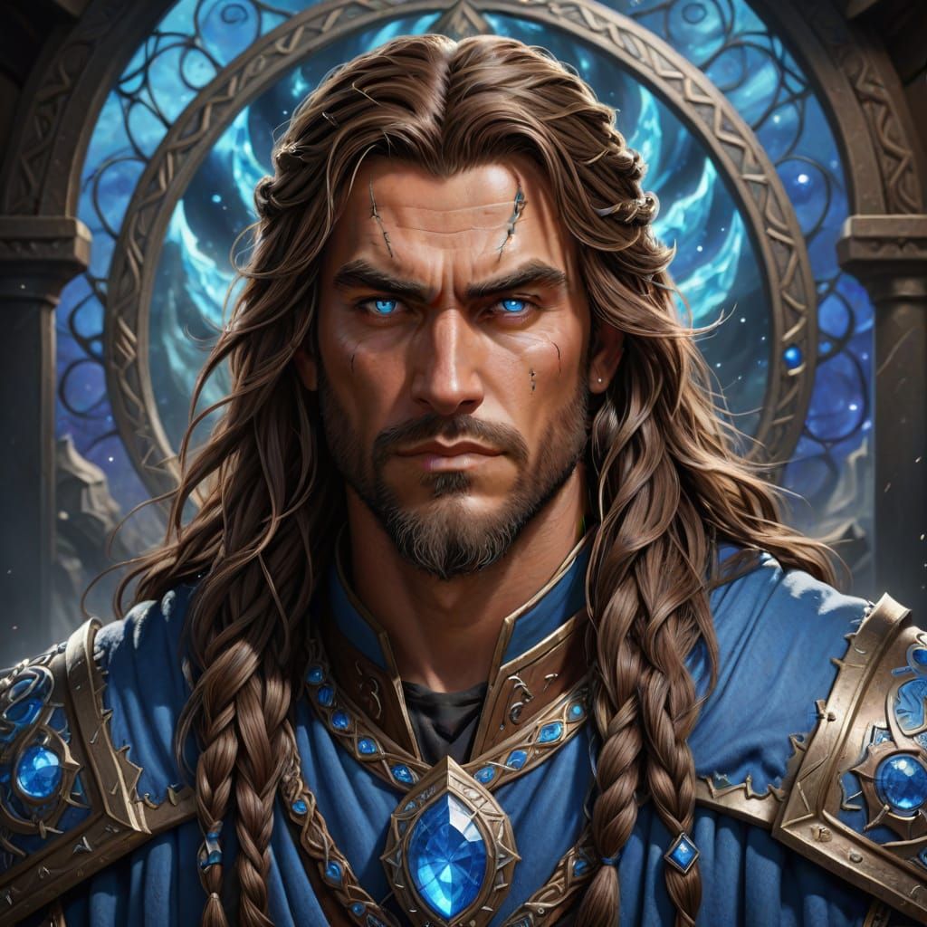 Pallas, Warcraft God, in Detailed Portrait