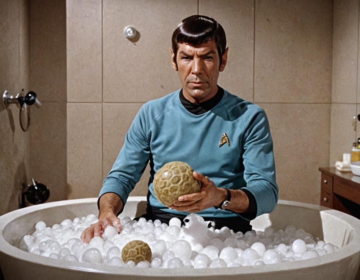 Mr. Spock in an illogical bubble bath.