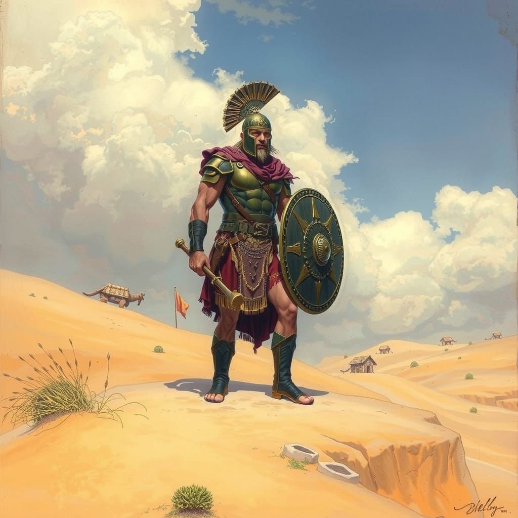 Ancient Greek Warrior Enters a Mysterious Cave