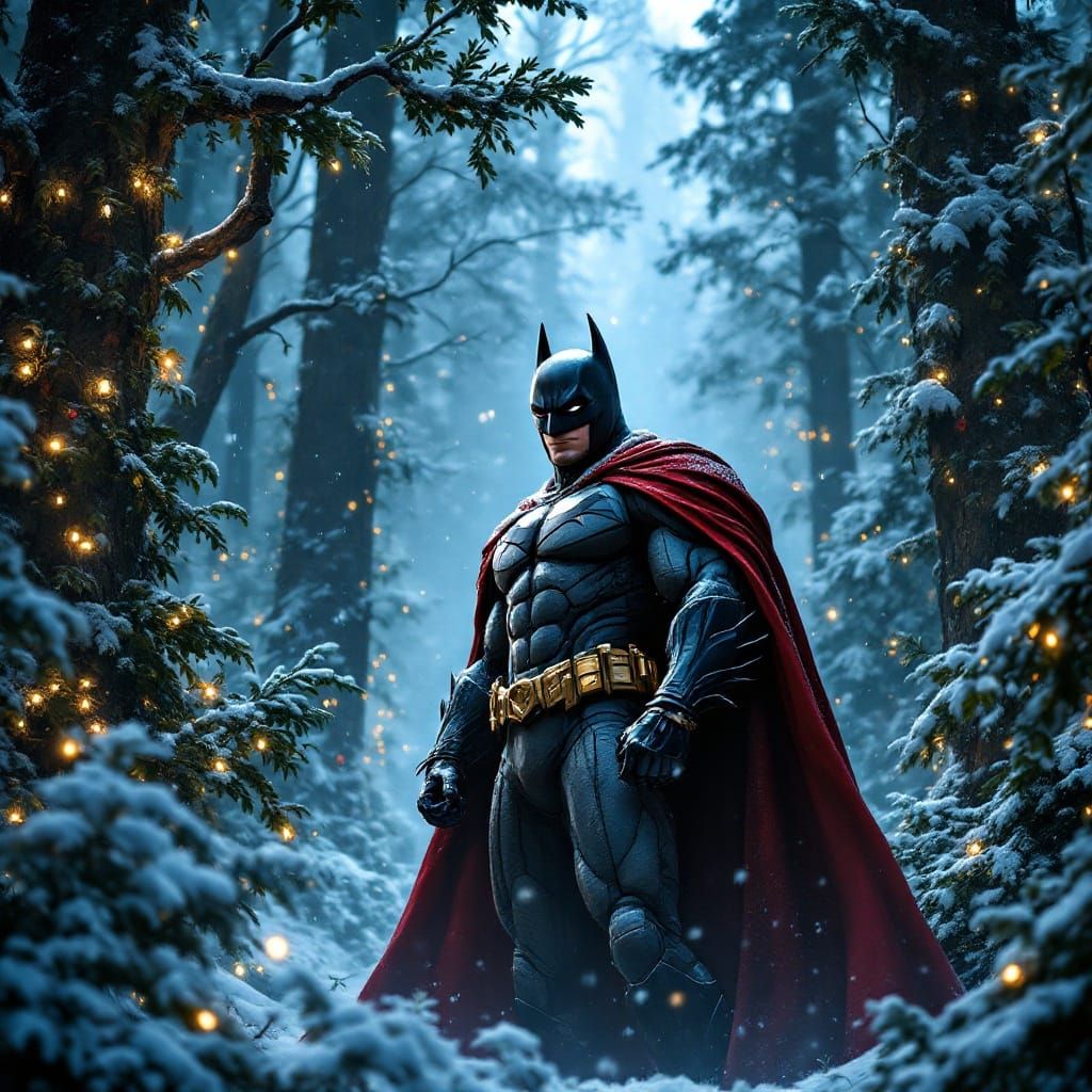 Batman as Santa Claus in a Magical Gotham City Winter Wonder...
