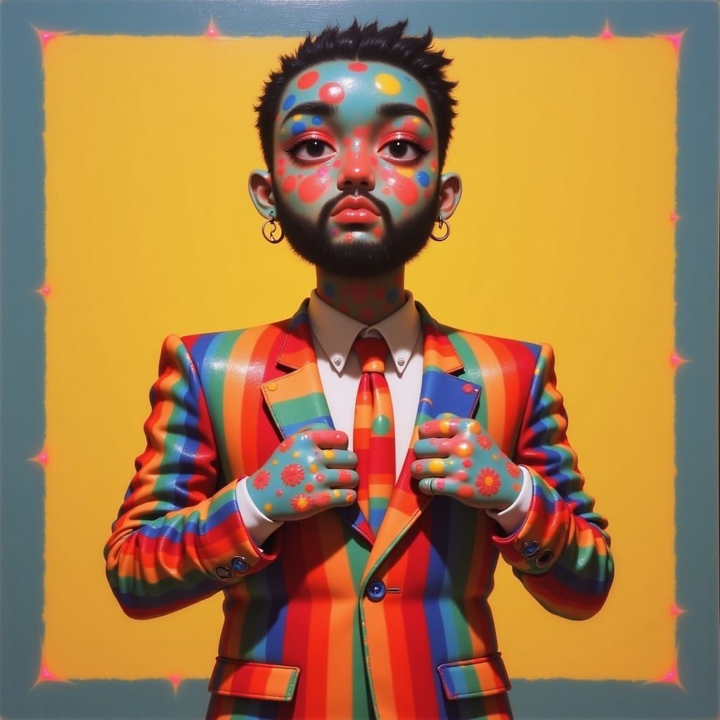 Man in Pop Art Suit with Big Eyes
