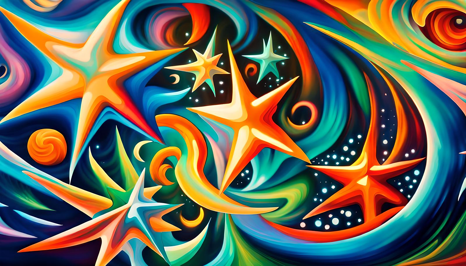 Iridescent Stars in Electro Magnetic Plasma Maelstrom