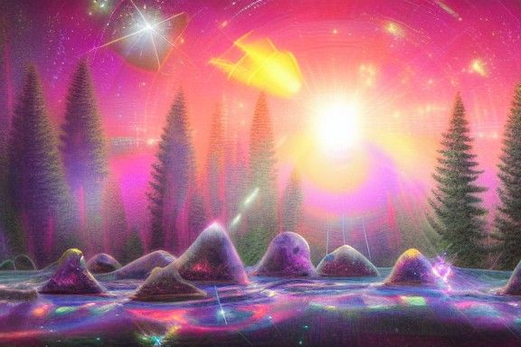 Rock Band on Jupiter in Astral Cosmic Style