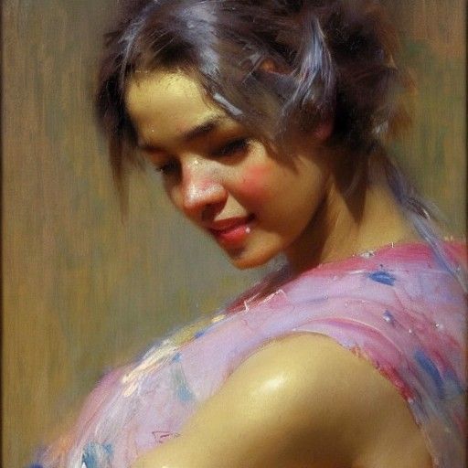 Elegant Woman Portrait in Romantic Style