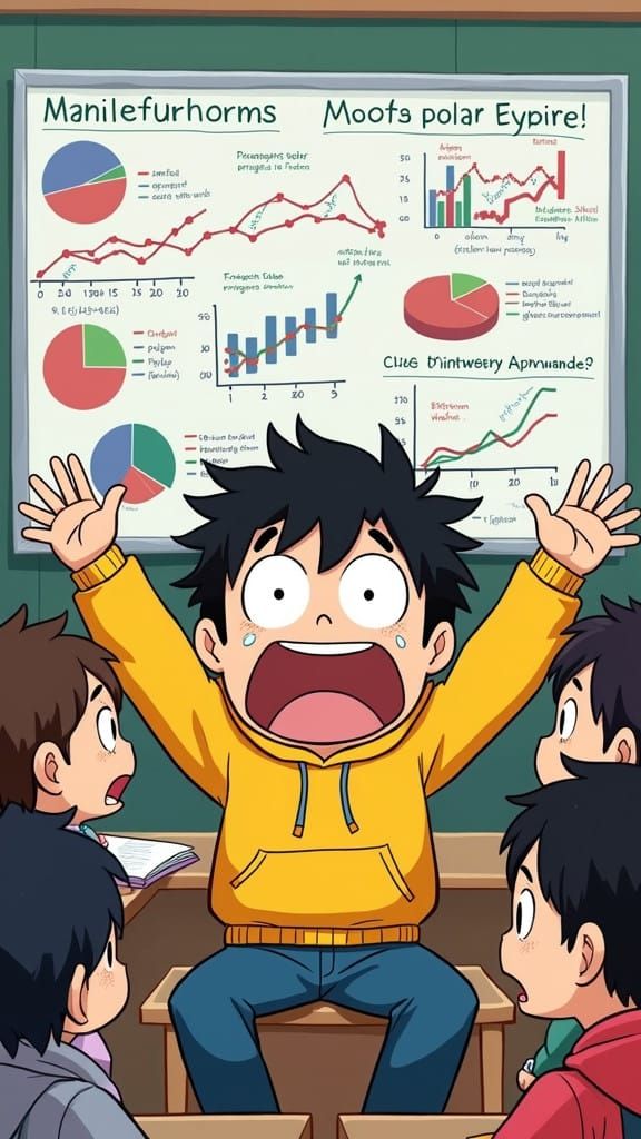 Chibi College Student Surprised in Colorful Classroom