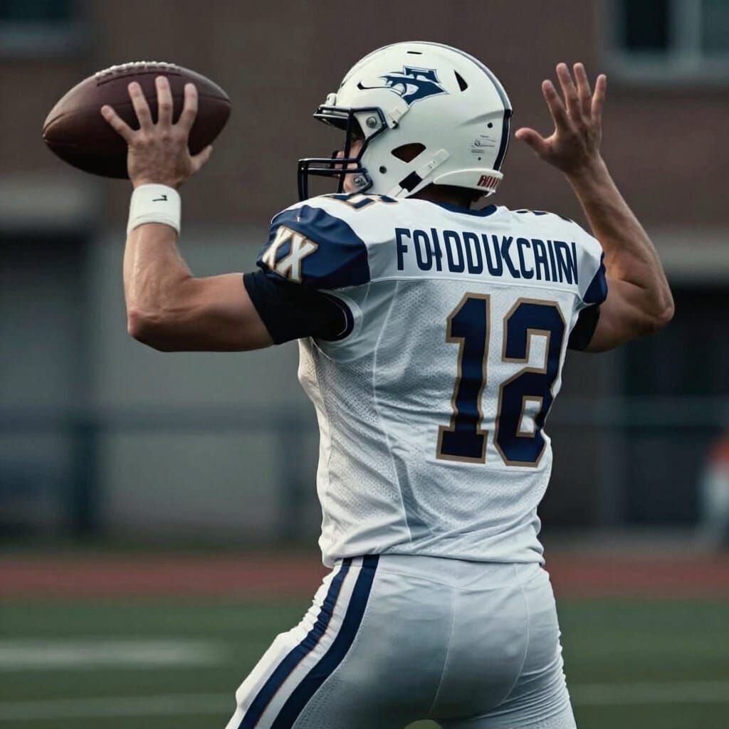 American Football Player Ready to Throw Ball