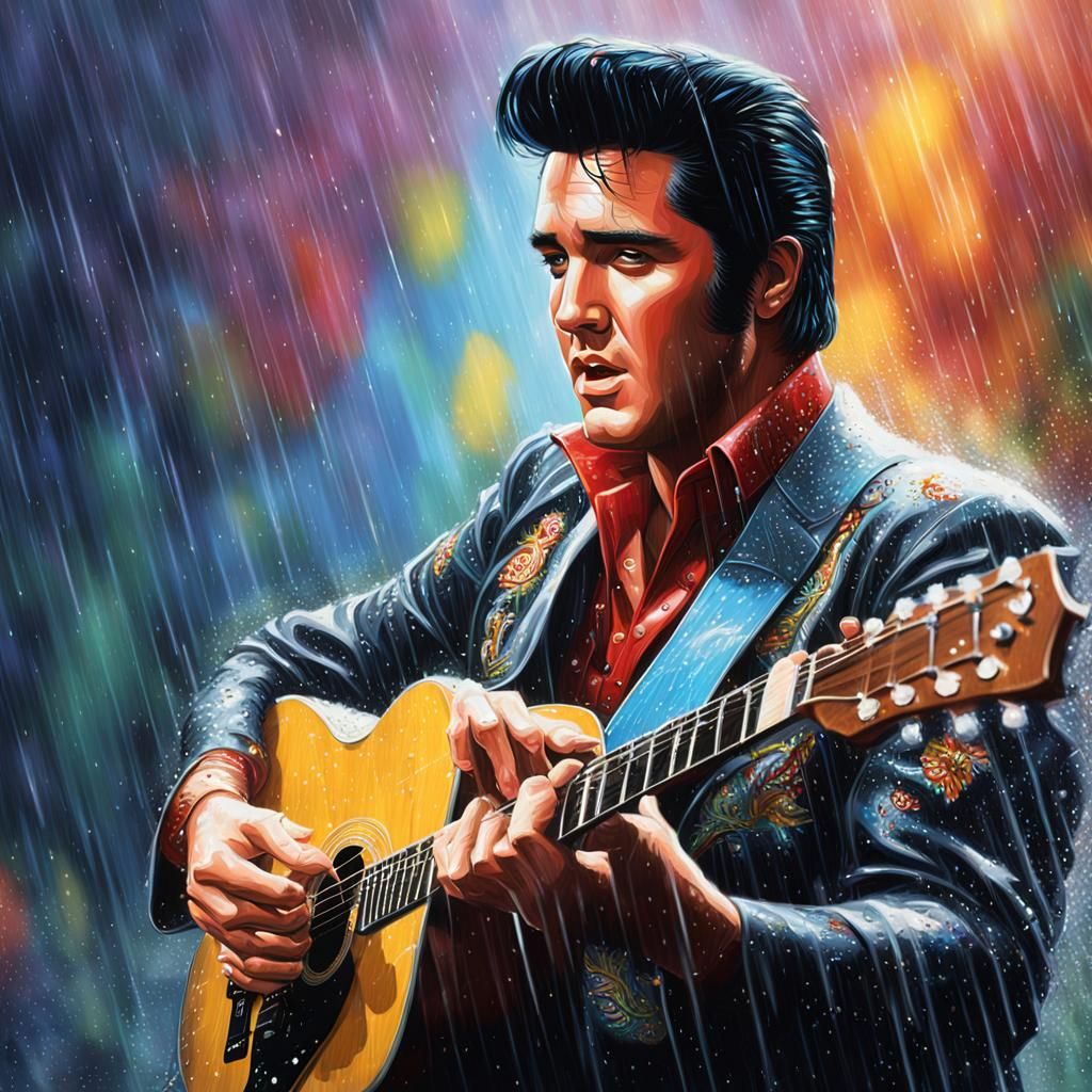 Elvis Presley Plays Guitar in the Rain
