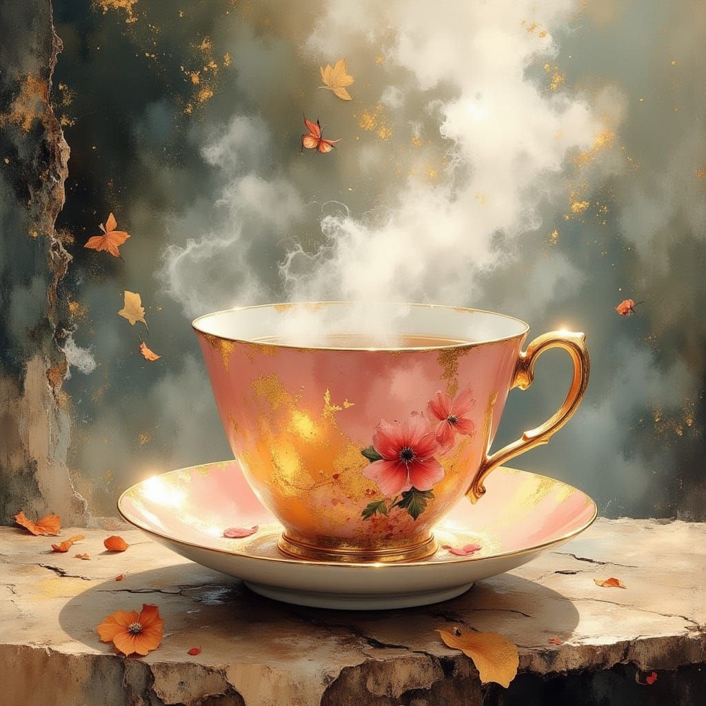 Ethereal Tea Ceremony in Dreamy Illustrative Style