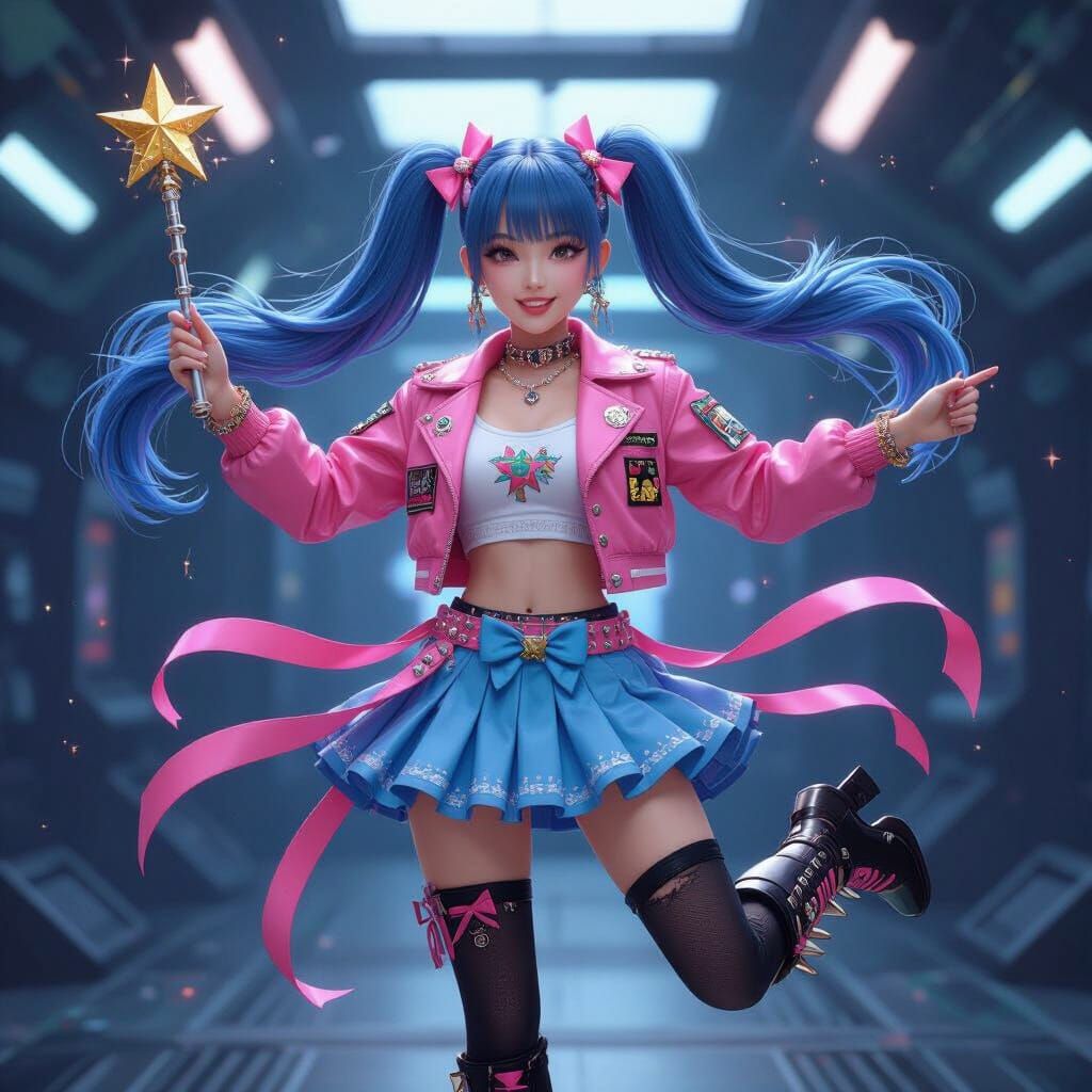 Punk K-Pop Idol Dances in Space, Anime Style