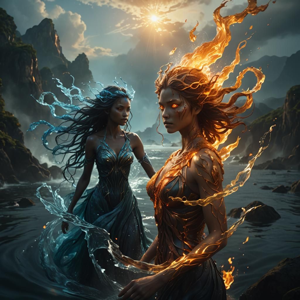 Ethereal Goddess of the Elements Meets Fiery Demigod in a Sw...