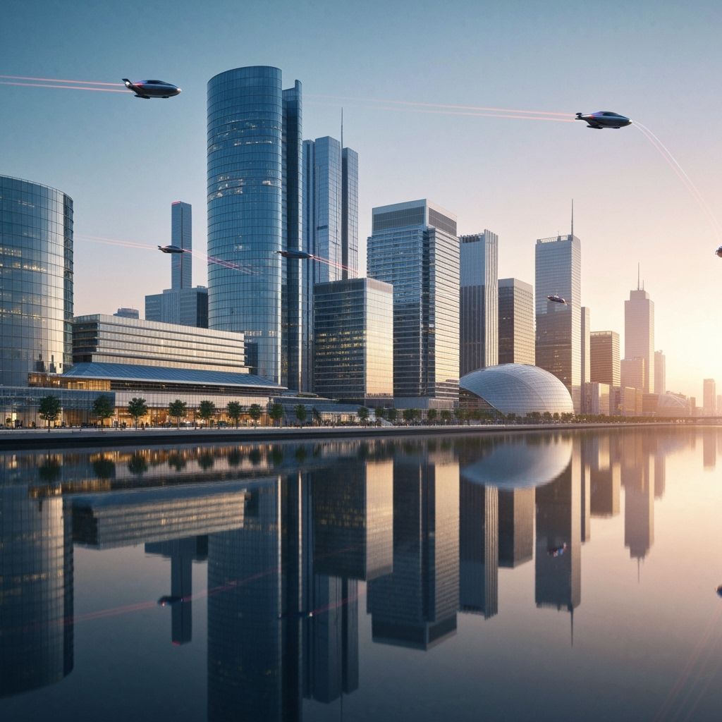 Futuristic Floating City with Cyber-Fantasy Aesthetics