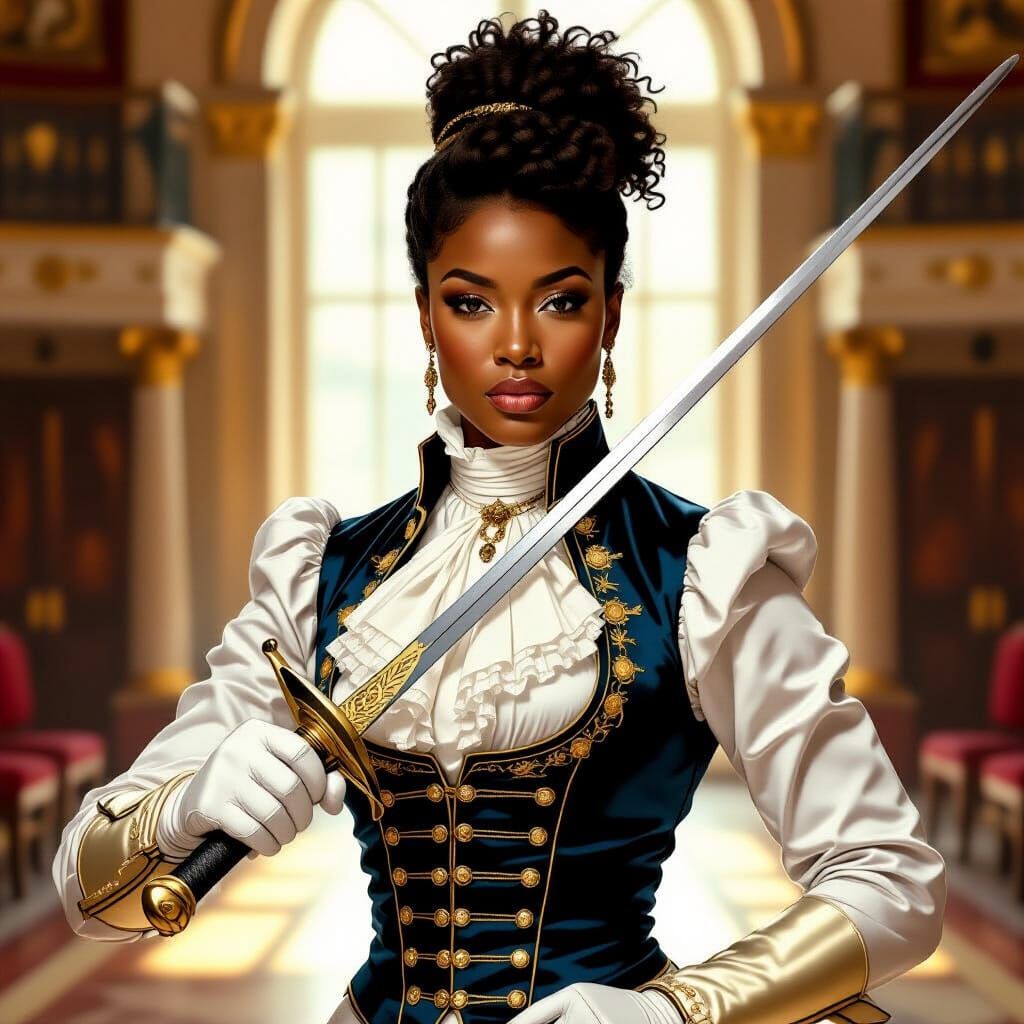 Elegant African-American Fencer in Artistic Portrait