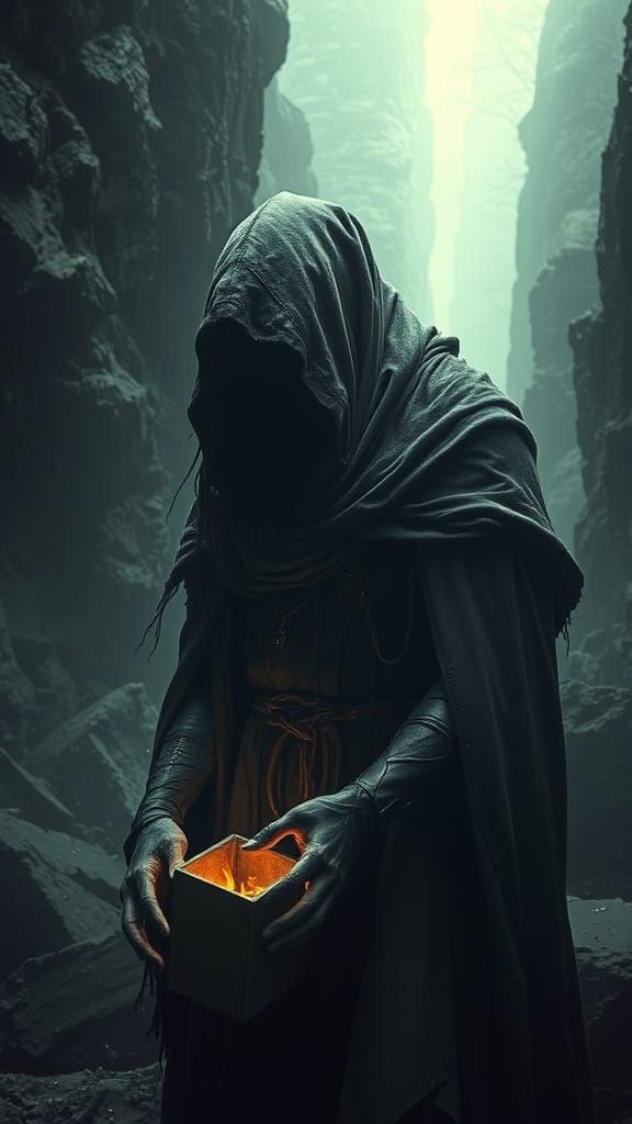 Mystical Figure Uncovers Treasures of Darkness