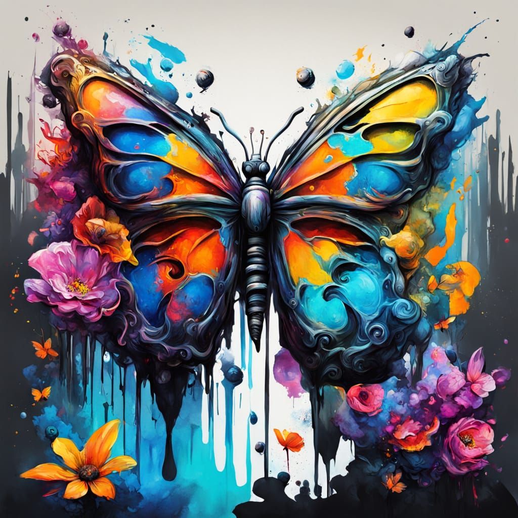 Earth Surrounded by Flowers: A Surrealist Gouache Drawing