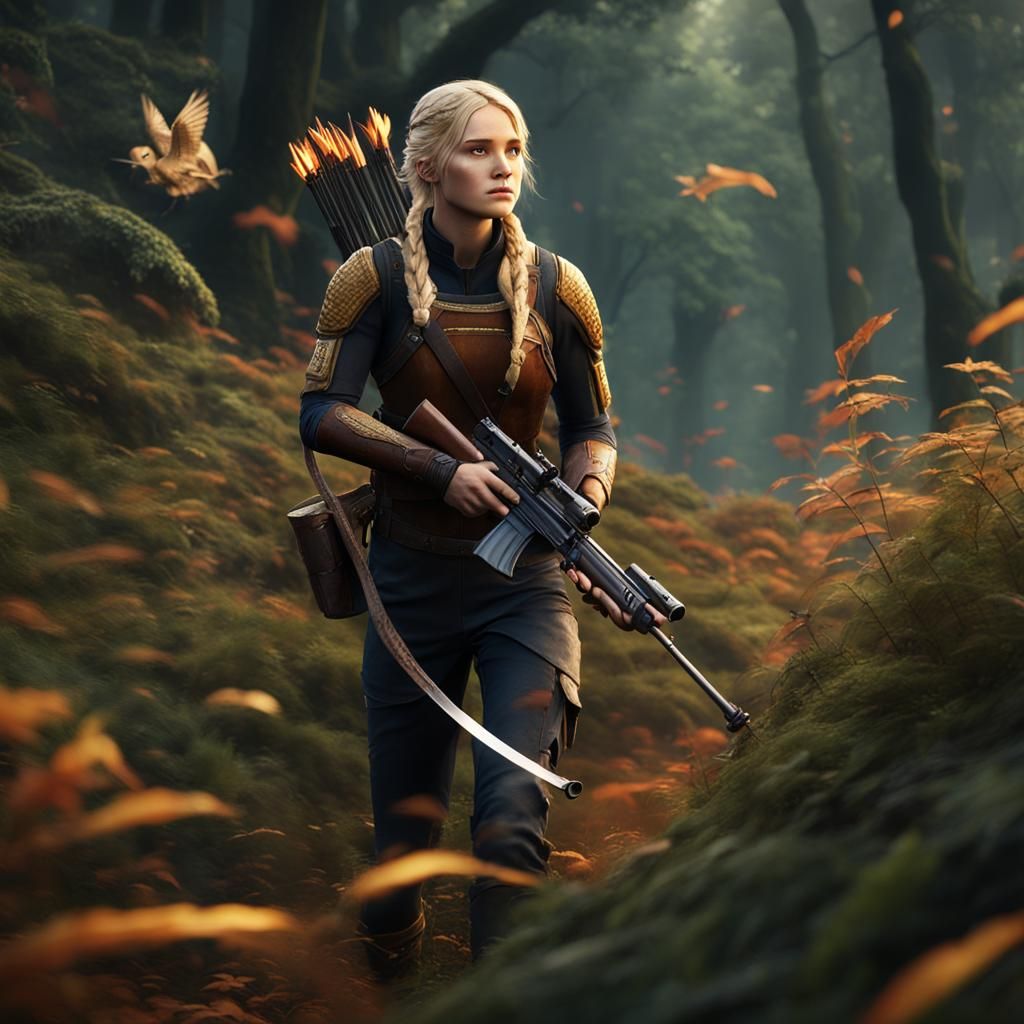 Blonde Hunter in Hunger Games: Detailed Matte Painting