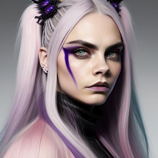Striking Digital Art of Young Woman with Punk Anime Style