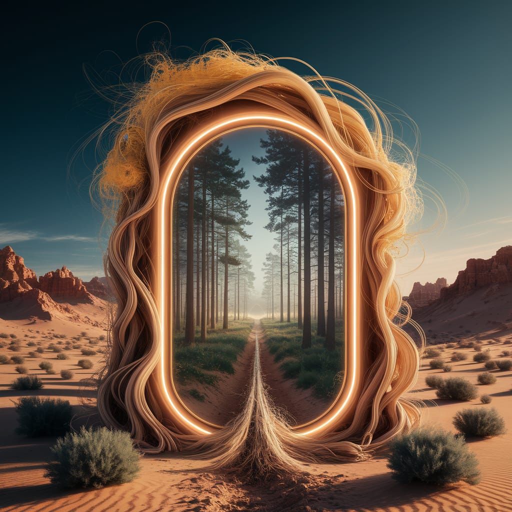 Nebula Portal to Forest Reality in Giger Style