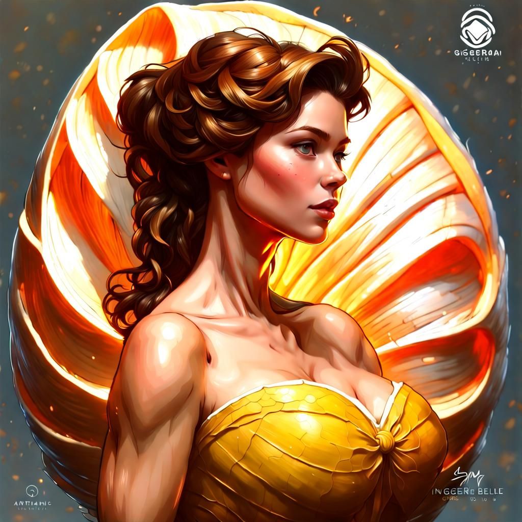 Belle in Seashell: Detailed Digital Art