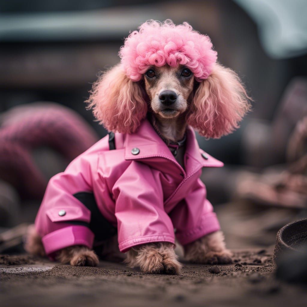 Apocalyptic Pink Poodle Biker: Professional Photography